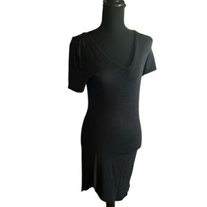 Heart and Hips Black V-Neck Short Sleeve Dress Size M